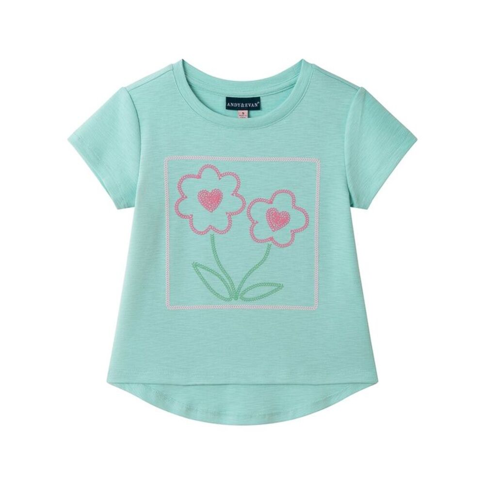 Andy & Evan Girls  Jersey Embroidered T-Shirt, Blue